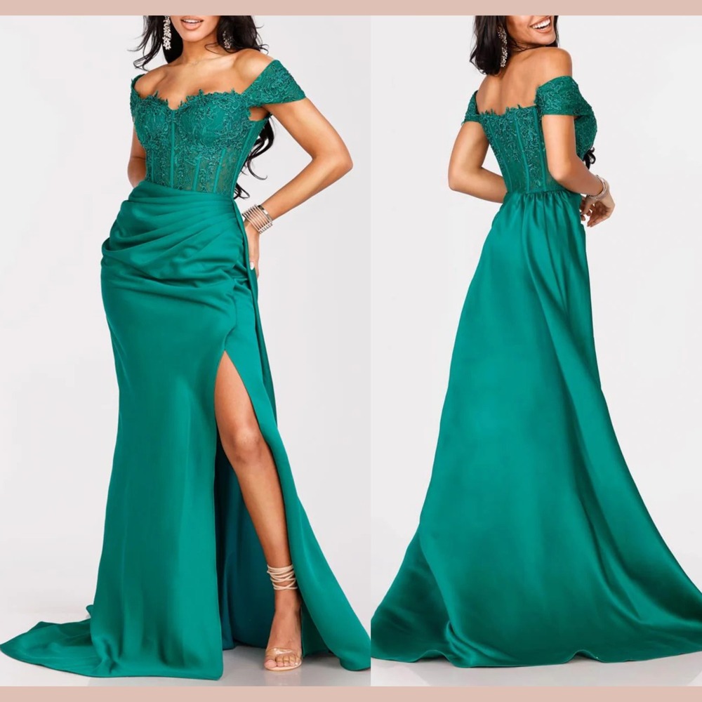 NWT Terani Couture [ 8‎ ] 231P0061 Matte Satin Off Shoulder Corset Gown J2423